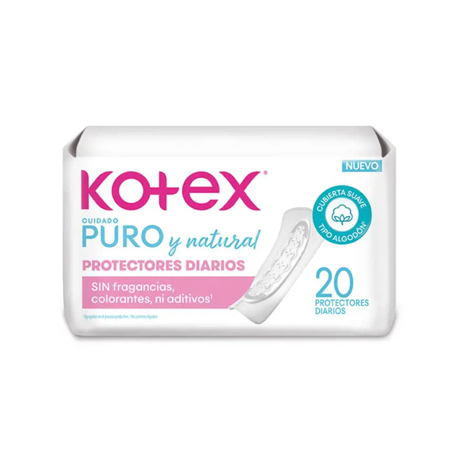 Protectores Diarios Kotex Puro y natural x20un
